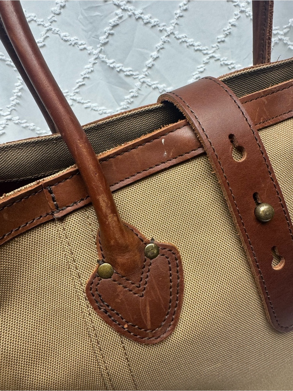 L.L. Bean Signature Canvas and Leather Tote Bag with Crossbody Strap - Picture 2 of 10